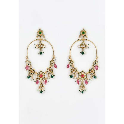 VIVINIA By Vidhi Mehra Saadgi Gold Plated Multicolored Kundan Polki Womens Danglers Earrings