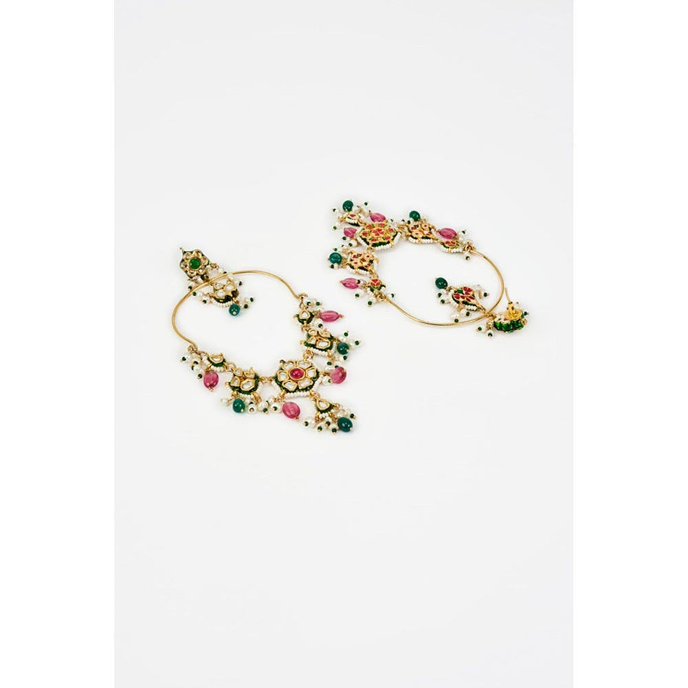 VIVINIA By Vidhi Mehra Saadgi Gold Plated Multicolored Kundan Polki Womens Danglers Earrings