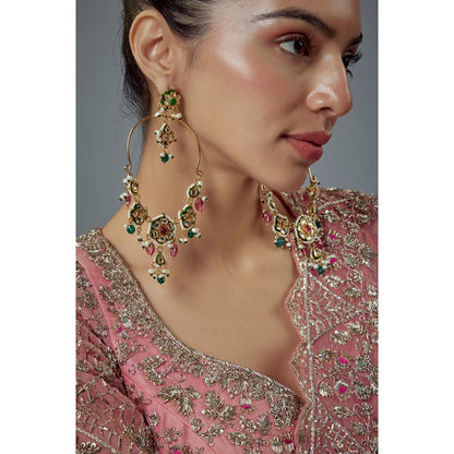 VIVINIA By Vidhi Mehra Saadgi Gold Plated Multicolored Kundan Polki Womens Danglers Earrings