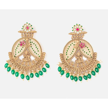VIVINIA By Vidhi Mehra Isvaraah 2.0 Gold Plated Green Womens Drop Earrings