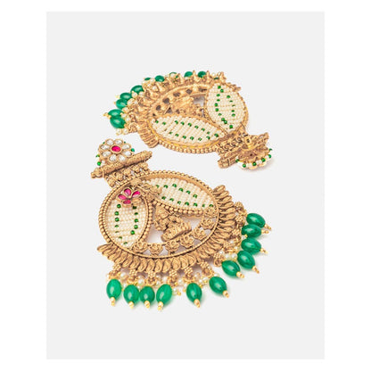 VIVINIA By Vidhi Mehra Isvaraah 2.0 Gold Plated Green Womens Drop Earrings