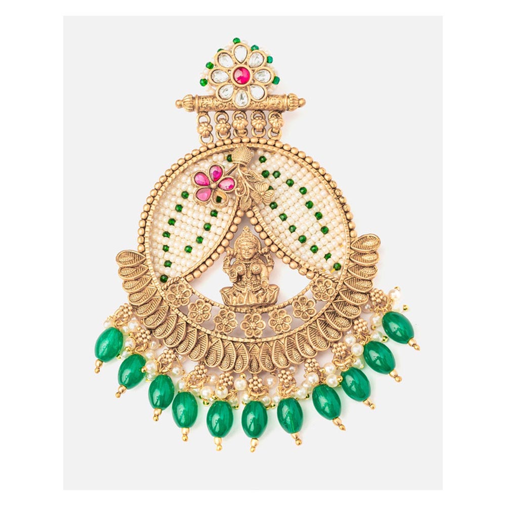 VIVINIA By Vidhi Mehra Isvaraah 2.0 Gold Plated Green Womens Drop Earrings