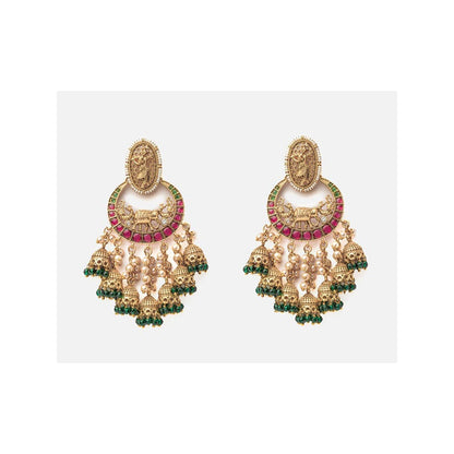 VIVINIA By Vidhi Mehra Isvaraah 2.0 Gold Plated Green Womens Chandbali Earrings