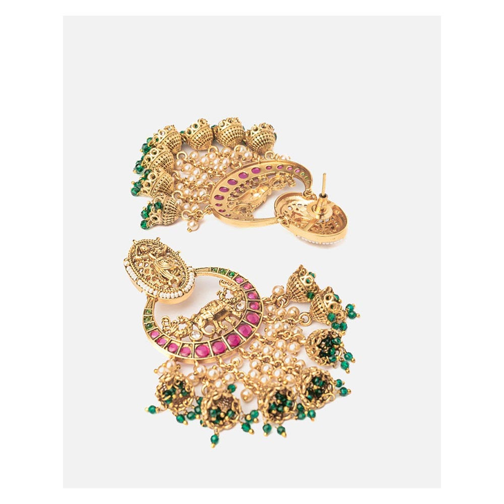 VIVINIA By Vidhi Mehra Isvaraah 2.0 Gold Plated Green Womens Chandbali Earrings