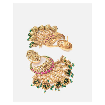 VIVINIA By Vidhi Mehra Isvaraah 2.0 Gold Plated Green Womens Chandbali Earrings