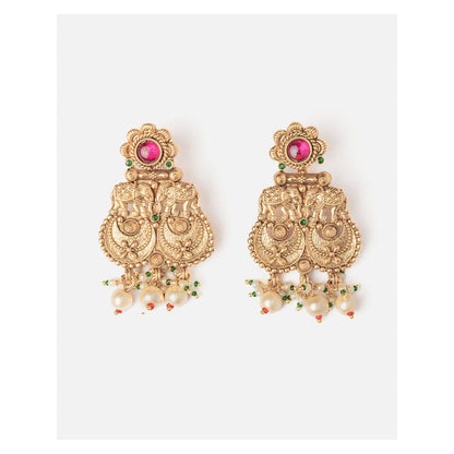 VIVINIA By Vidhi Mehra Isvaraah 2.0 Gold Plated Pink Womens Drop Earrings