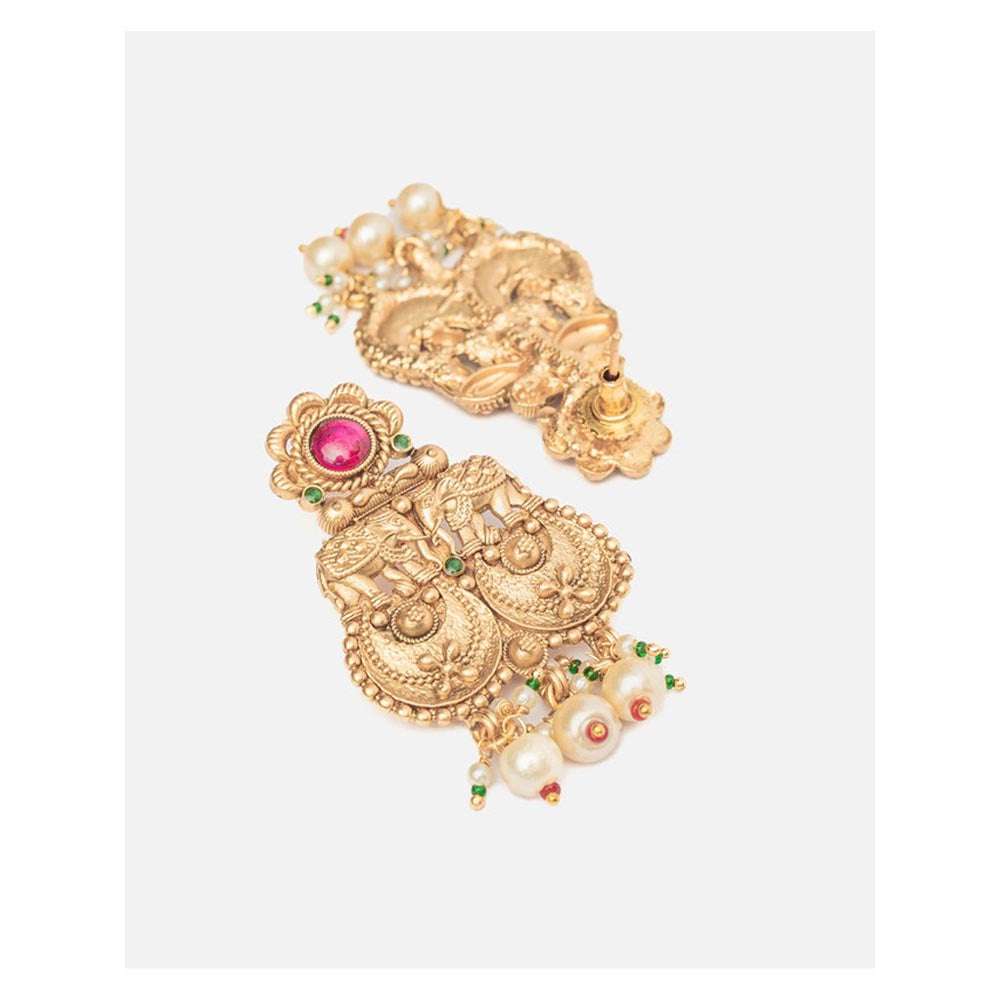 VIVINIA By Vidhi Mehra Isvaraah 2.0 Gold Plated Pink Womens Drop Earrings