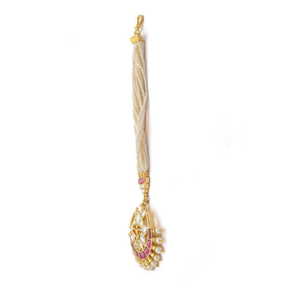 VIVINIA By Vidhi Mehra Gold Plated Pink Womens Kundan Polki Maangtikka