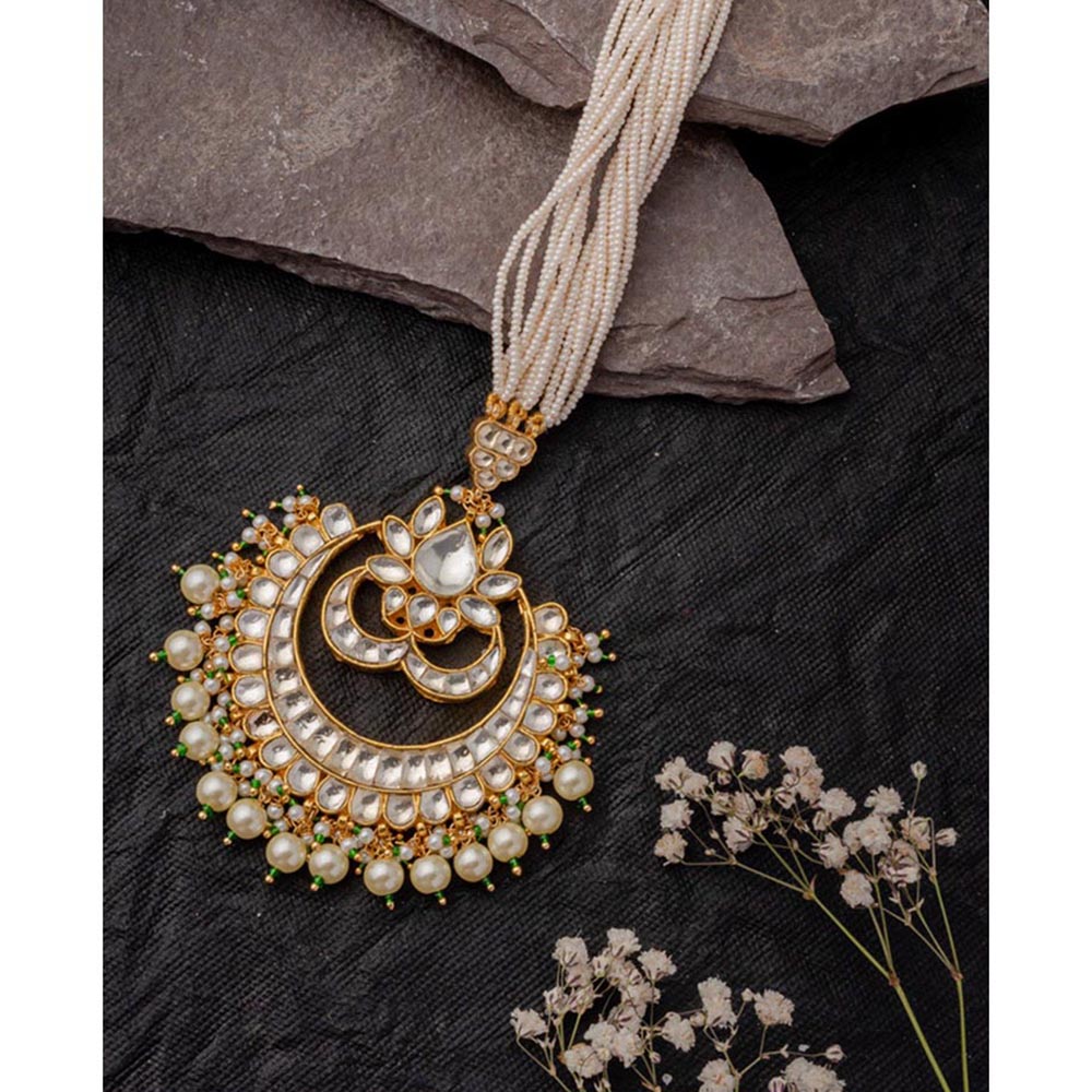 VIVINIA By Vidhi Mehra Gold Plated White Womens Kundan Polki Maangtikka