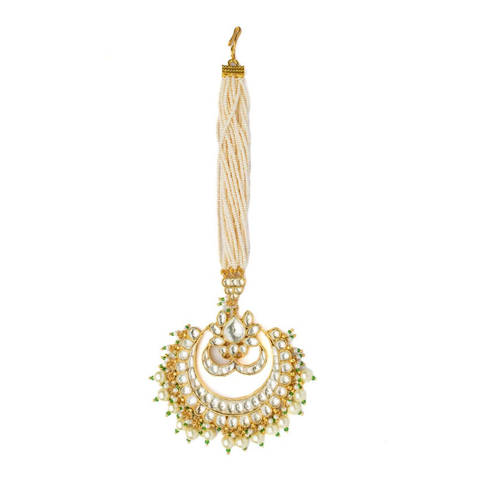 VIVINIA By Vidhi Mehra Gold Plated White Womens Kundan Polki Maangtikka