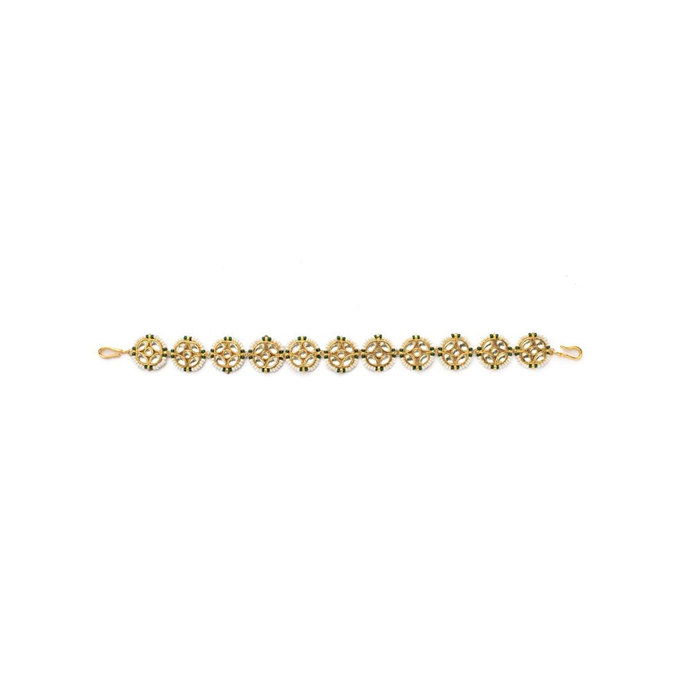 VIVINIA By Vidhi Mehra Gold Plated White Womens Kundan Polki Maathapatti