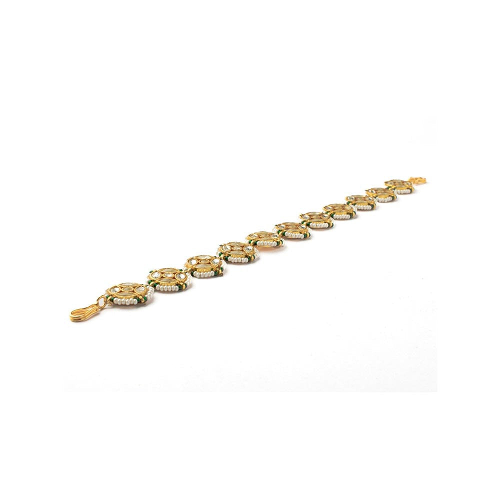 VIVINIA By Vidhi Mehra Gold Plated White Womens Kundan Polki Maathapatti