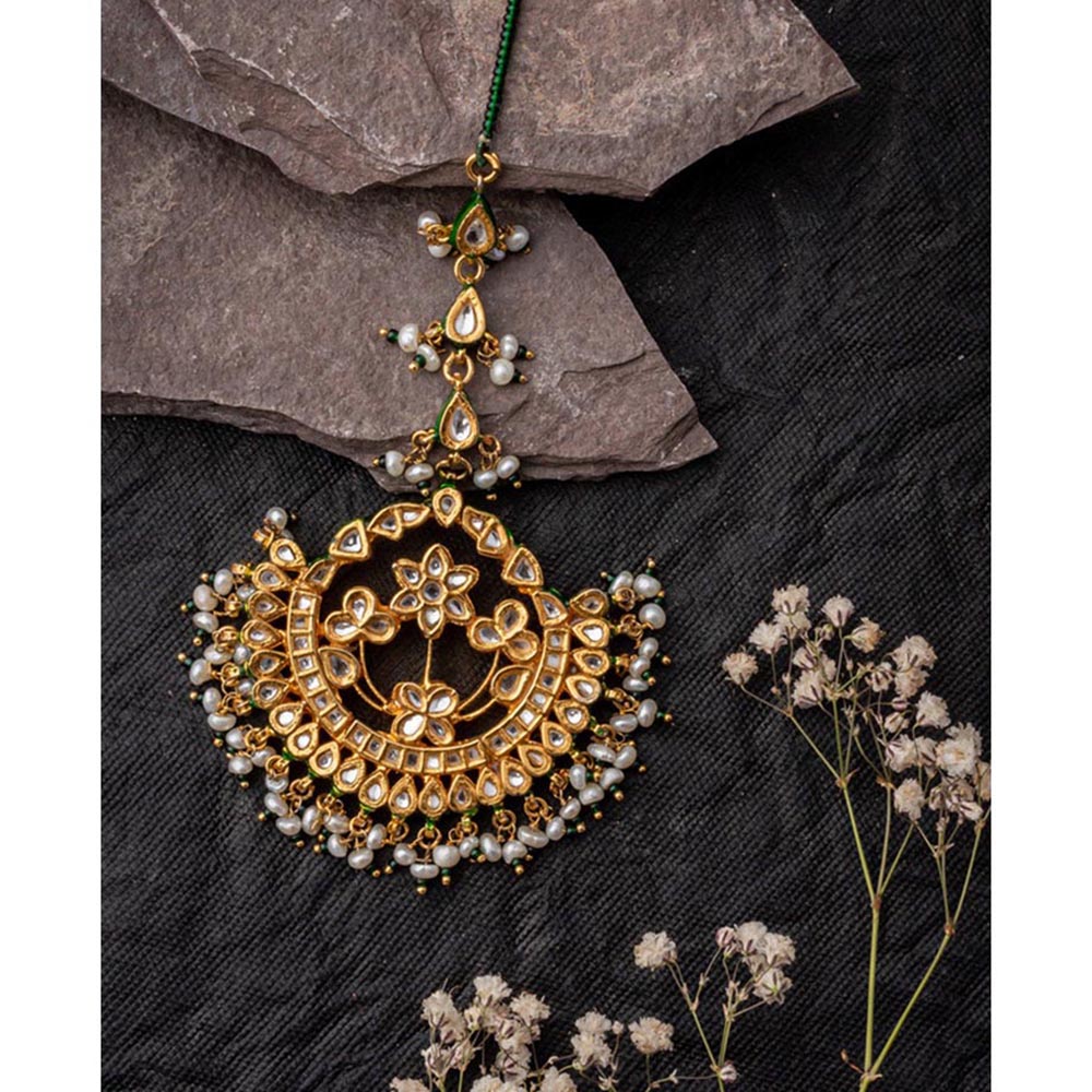 VIVINIA By Vidhi Mehra Gold Plated Womens Kundan Polki Maangtikka