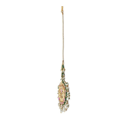 VIVINIA By Vidhi Mehra Gold Plated Pink Womens Kundan Polki Maangtikka