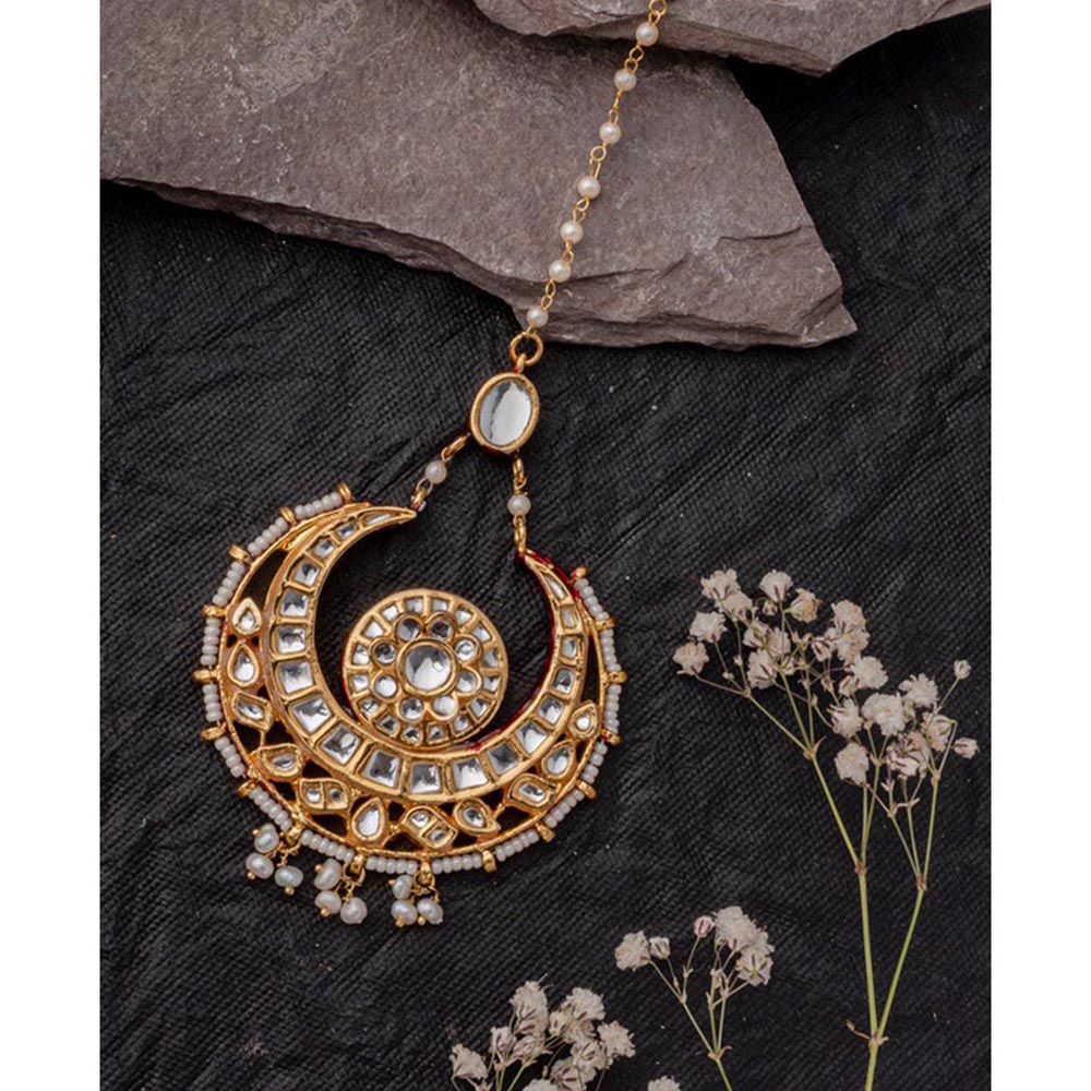 VIVINIA By Vidhi Mehra Gold Plated Womens Kundan Polki Maangtikka