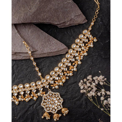 VIVINIA By Vidhi Mehra Gold Plated White Womens Kundan Polki Maathapatti