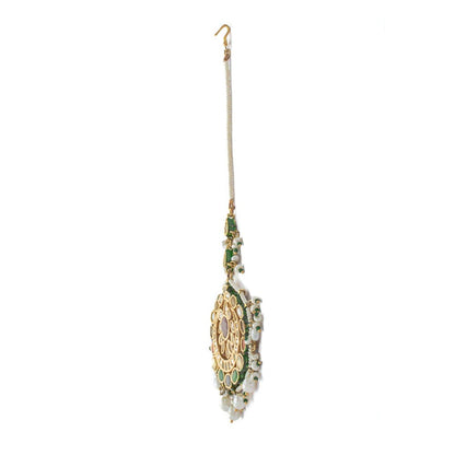 VIVINIA By Vidhi Mehra Gold Plated Multicolored Womens Kundan Polki Maangtikka