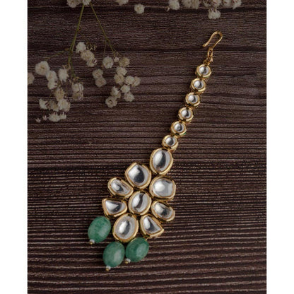 VIVINIA By Vidhi Mehra Gold Plated Green Womens Maangtikka