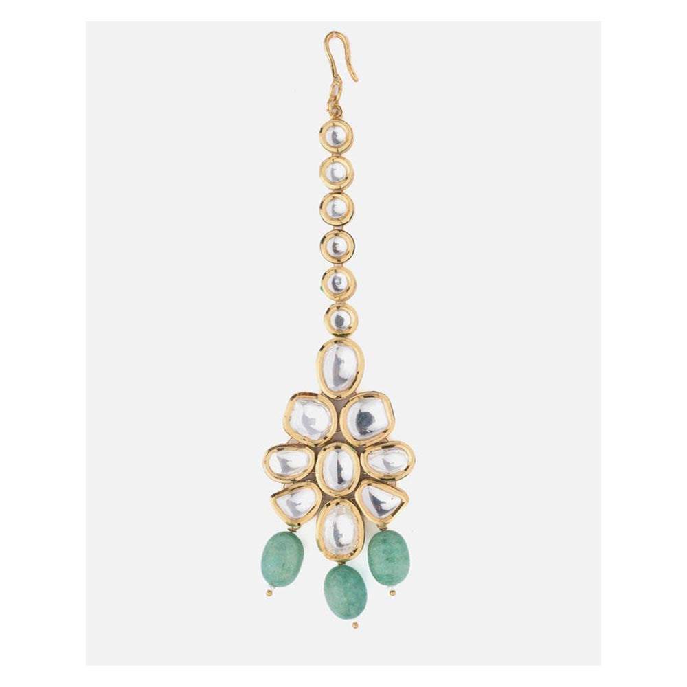 VIVINIA By Vidhi Mehra Gold Plated Green Womens Maangtikka