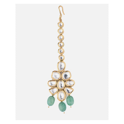 VIVINIA By Vidhi Mehra Gold Plated Green Womens Maangtikka
