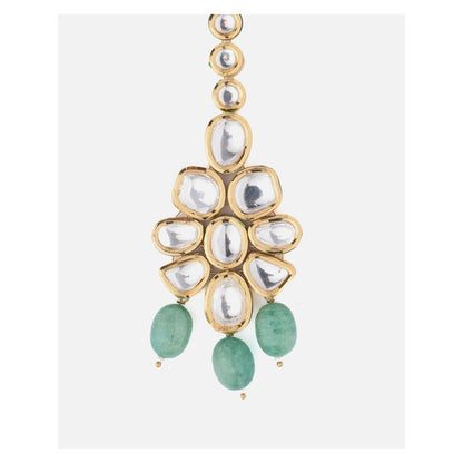 VIVINIA By Vidhi Mehra Gold Plated Green Womens Maangtikka