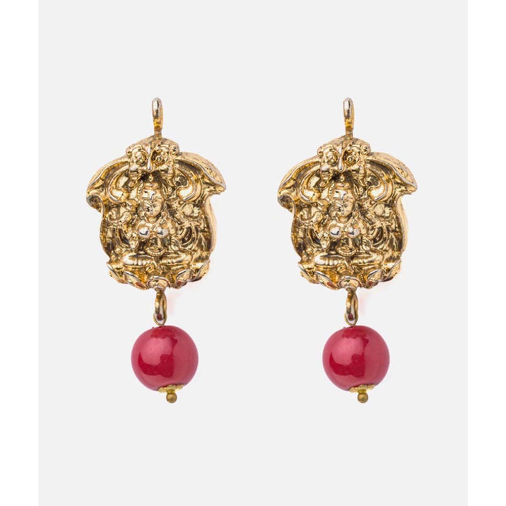 VIVINIA By Vidhi Mehra Florence Gold Plated Red Womens Stud Earrings
