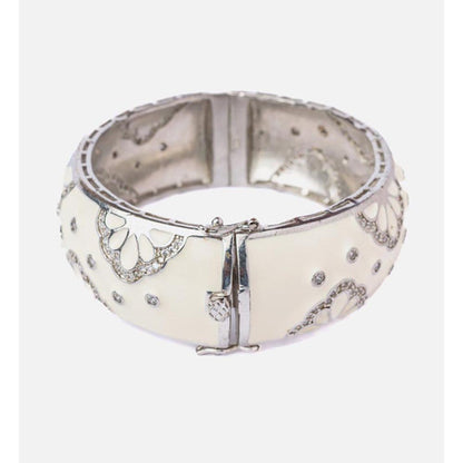 VIVINIA By Vidhi Mehra Florence Silver Plated White Womens Kada
