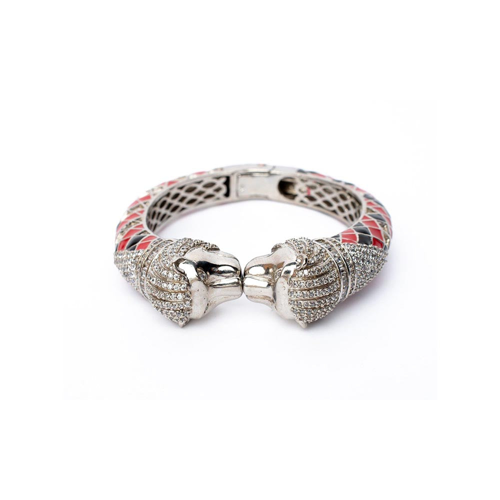 VIVINIA By Vidhi Mehra Silver Plated Red Womens Kada