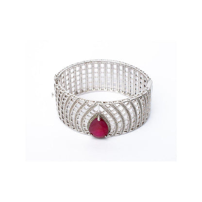 VIVINIA By Vidhi Mehra Silver Plated Pink Womens Kada