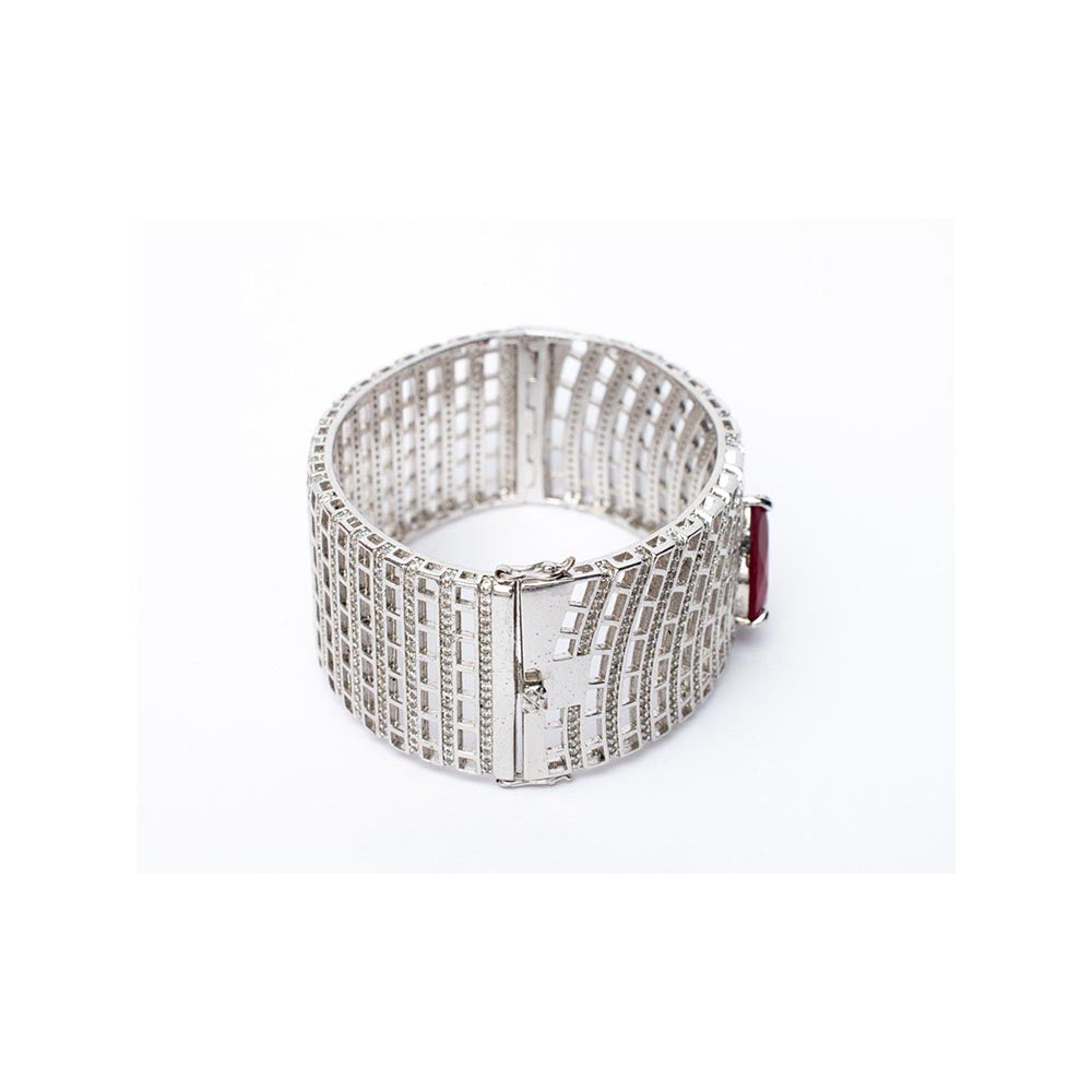 VIVINIA By Vidhi Mehra Silver Plated Pink Womens Kada