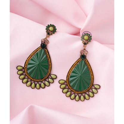 VIVINIA By Vidhi Mehra Florence Gold Plated Green Womens Drop Earrings