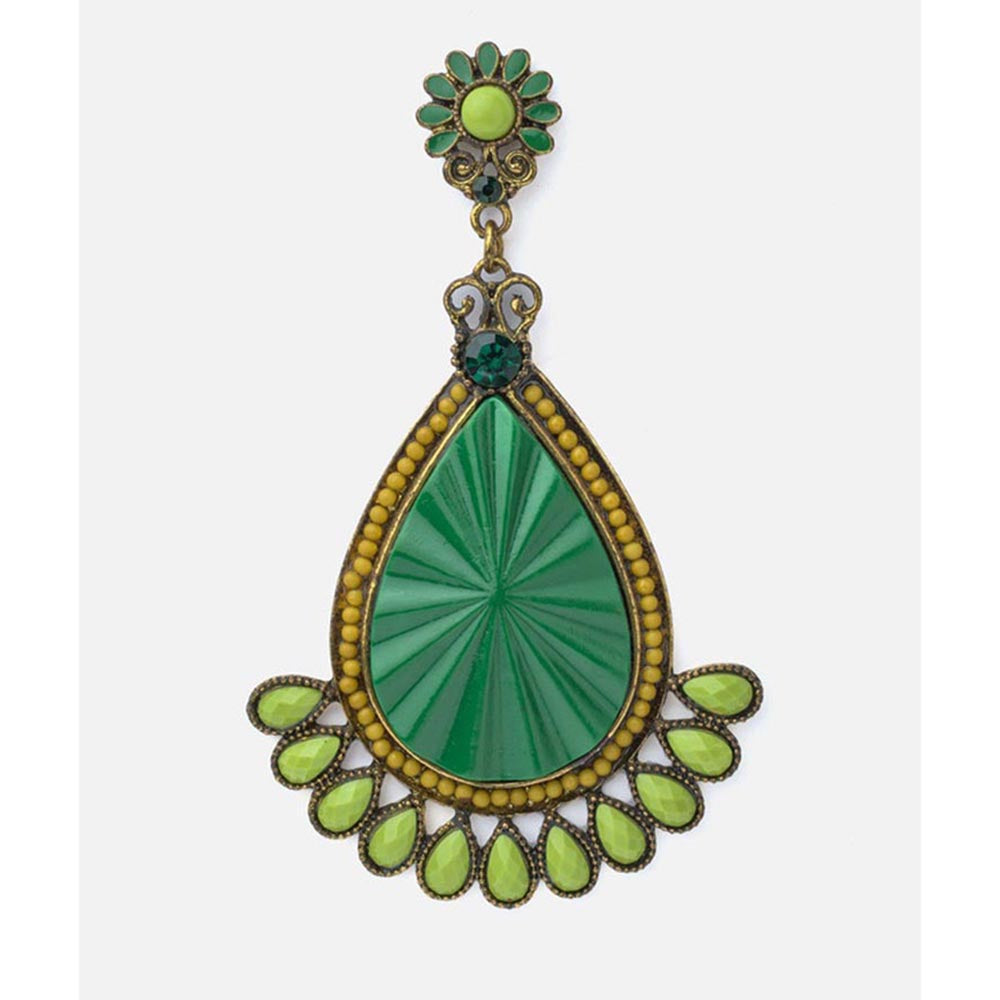 VIVINIA By Vidhi Mehra Florence Gold Plated Green Womens Drop Earrings