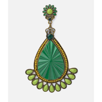 VIVINIA By Vidhi Mehra Florence Gold Plated Green Womens Drop Earrings