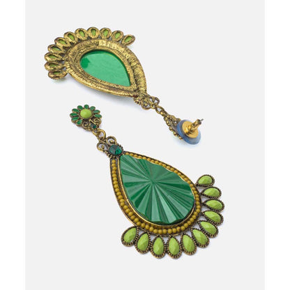 VIVINIA By Vidhi Mehra Florence Gold Plated Green Womens Drop Earrings