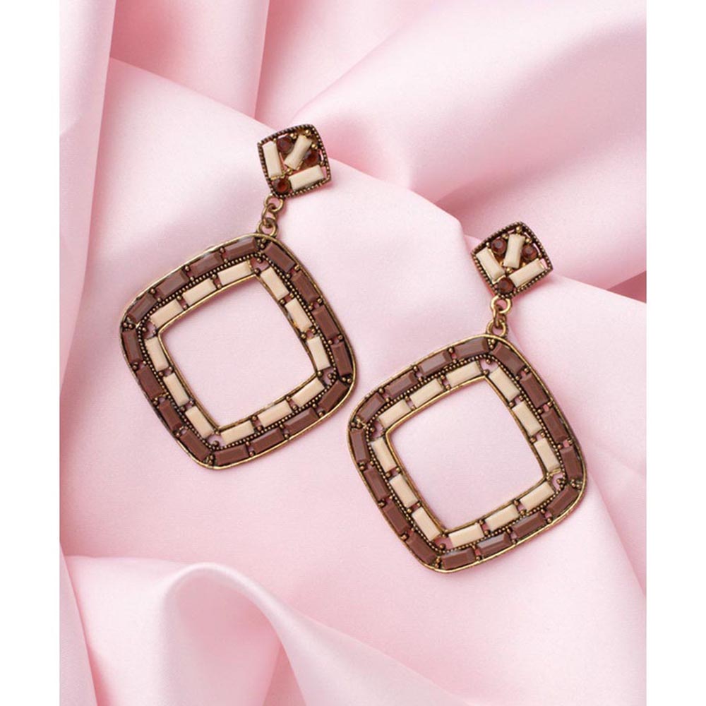 VIVINIA By Vidhi Mehra Florence Gold Plated Brown Womens Dangle Earrings