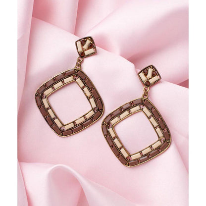 VIVINIA By Vidhi Mehra Florence Gold Plated Brown Womens Dangle Earrings