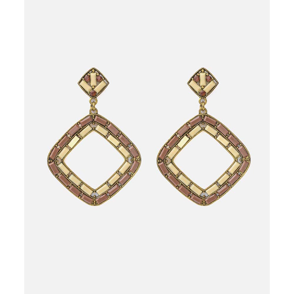 VIVINIA By Vidhi Mehra Florence Gold Plated Brown Womens Dangle Earrings