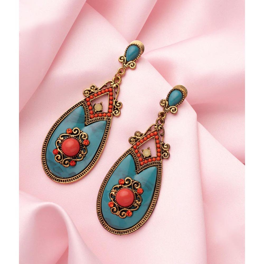 VIVINIA By Vidhi Mehra Florence Gold Plated Blue Womens Dangle Earrings