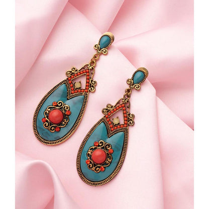 VIVINIA By Vidhi Mehra Florence Gold Plated Blue Womens Dangle Earrings