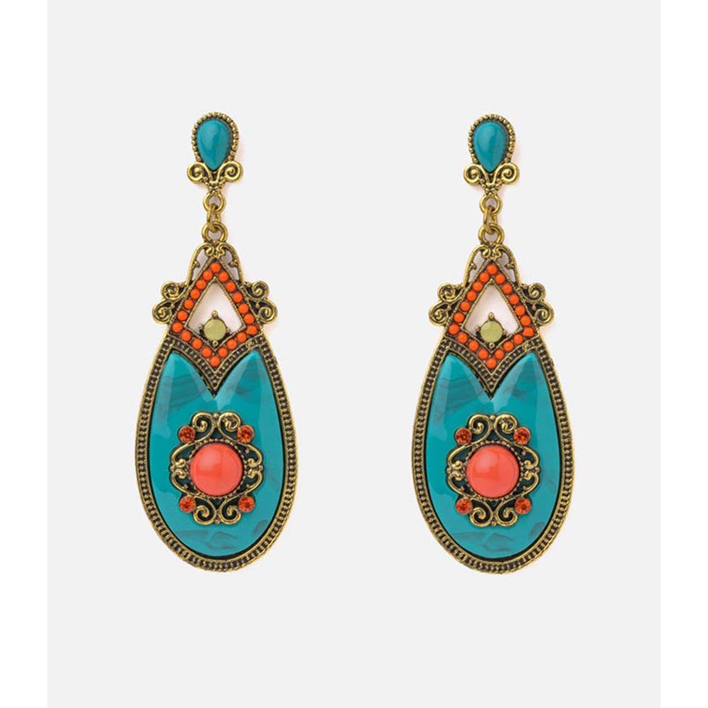 VIVINIA By Vidhi Mehra Florence Gold Plated Blue Womens Dangle Earrings
