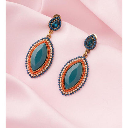 VIVINIA By Vidhi Mehra Florence Gold Plated Blue Womens Dangle Earrings