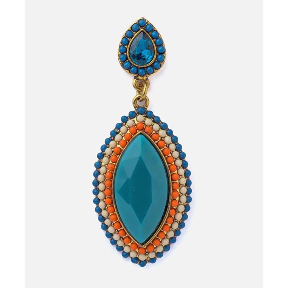 VIVINIA By Vidhi Mehra Florence Gold Plated Blue Womens Dangle Earrings
