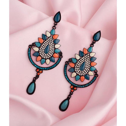 VIVINIA By Vidhi Mehra Florence Black And Blue Womens Drop Earrings