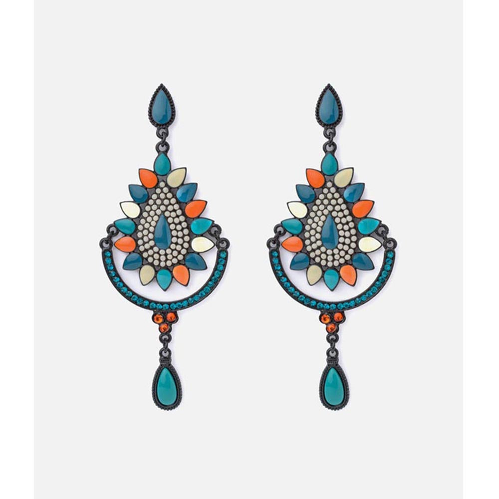 VIVINIA By Vidhi Mehra Florence Black And Blue Womens Drop Earrings