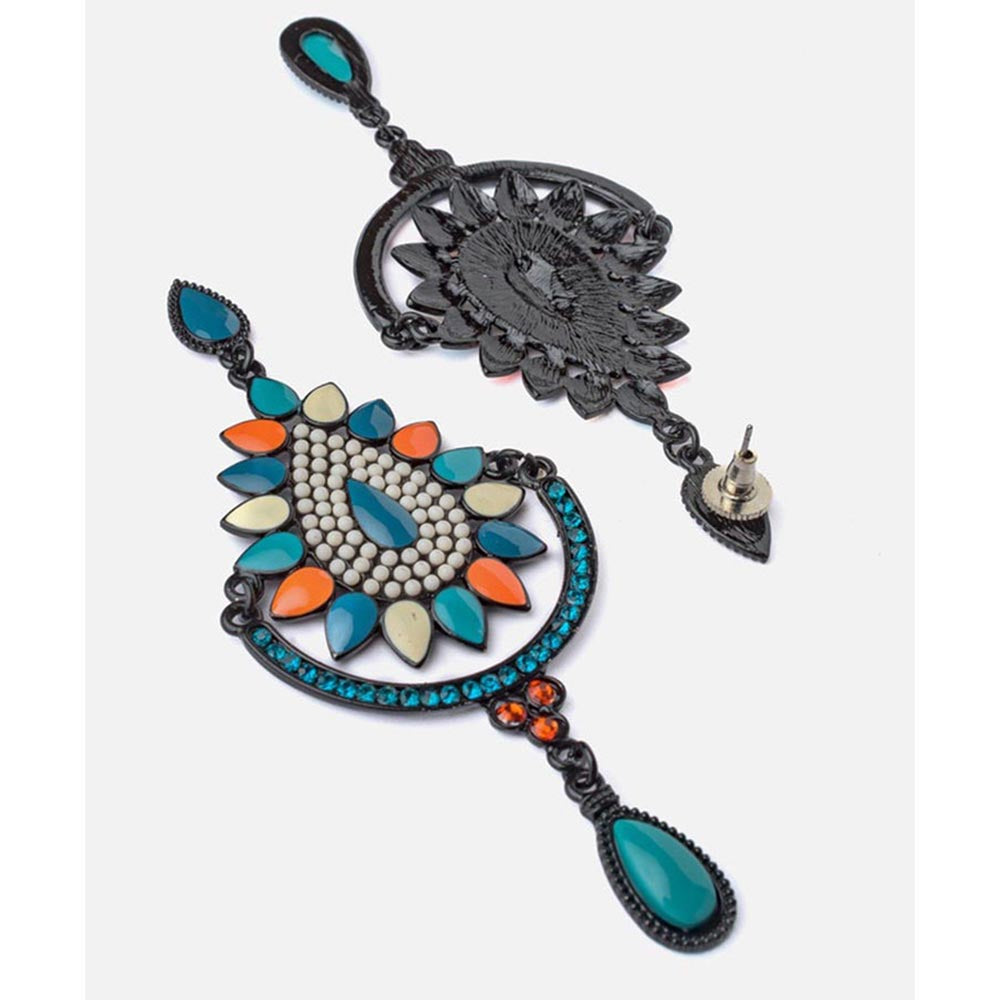 VIVINIA By Vidhi Mehra Florence Black And Blue Womens Drop Earrings