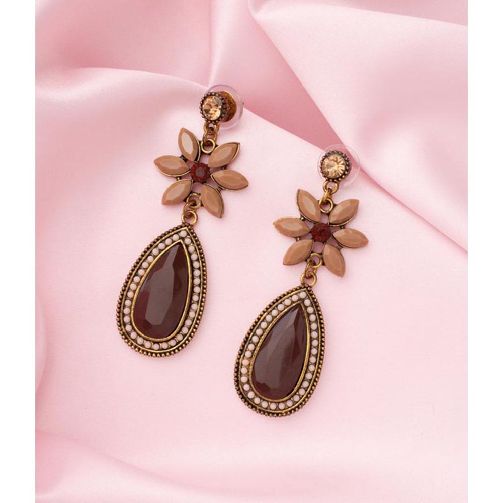 VIVINIA By Vidhi Mehra Florence Brown Womens Drop Earrings