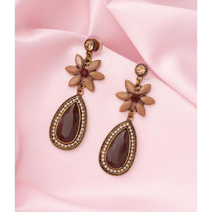 VIVINIA By Vidhi Mehra Florence Brown Womens Drop Earrings