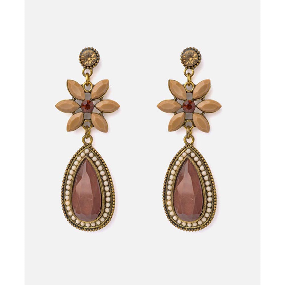 VIVINIA By Vidhi Mehra Florence Brown Womens Drop Earrings