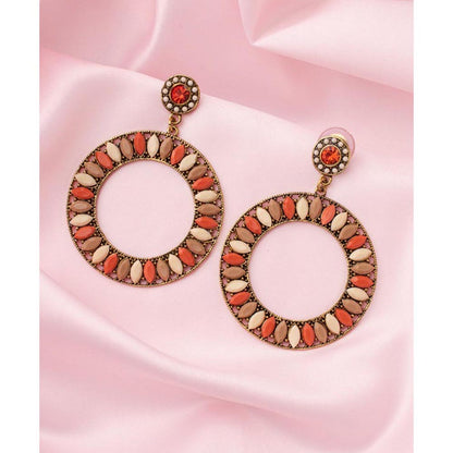 VIVINIA By Vidhi Mehra Florence Gold Plated Orange Womens Drop Earrings