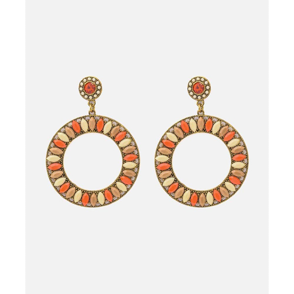 VIVINIA By Vidhi Mehra Florence Gold Plated Orange Womens Drop Earrings